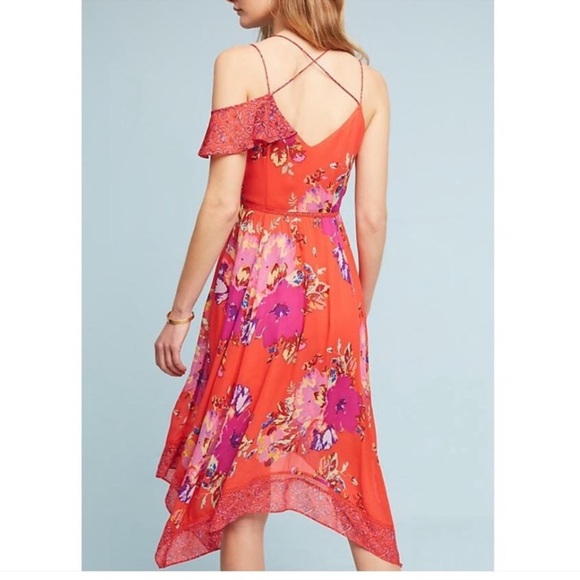 Anthropologie Maeve Red Floral Dress Size 10 - Picture 3 of 8